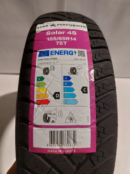 Lot de 2 - STAR PERFORMER - Pneu toutes saisons - Solar 4S-04 - 155/65R14 75T - Radial Tubeless - Homologué 3PMSF M+S