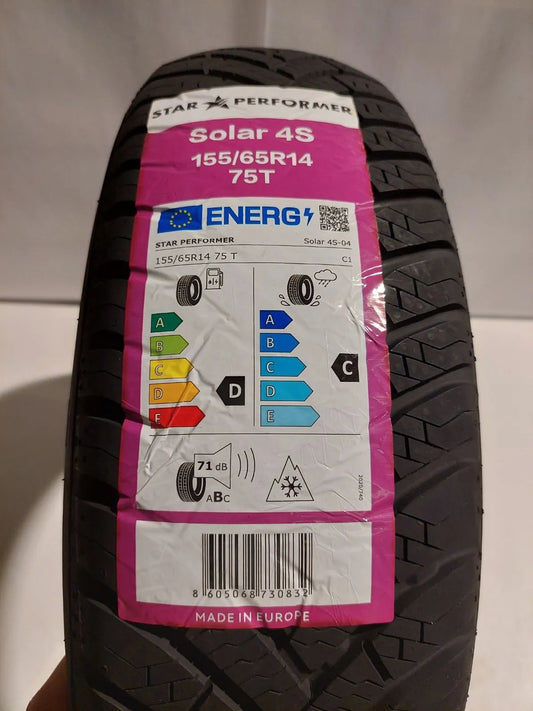 Lot de 2 - STAR PERFORMER - Pneu toutes saisons - Solar 4S-04 - 155/65R14 75T - Radial Tubeless - Homologué 3PMSF M+S